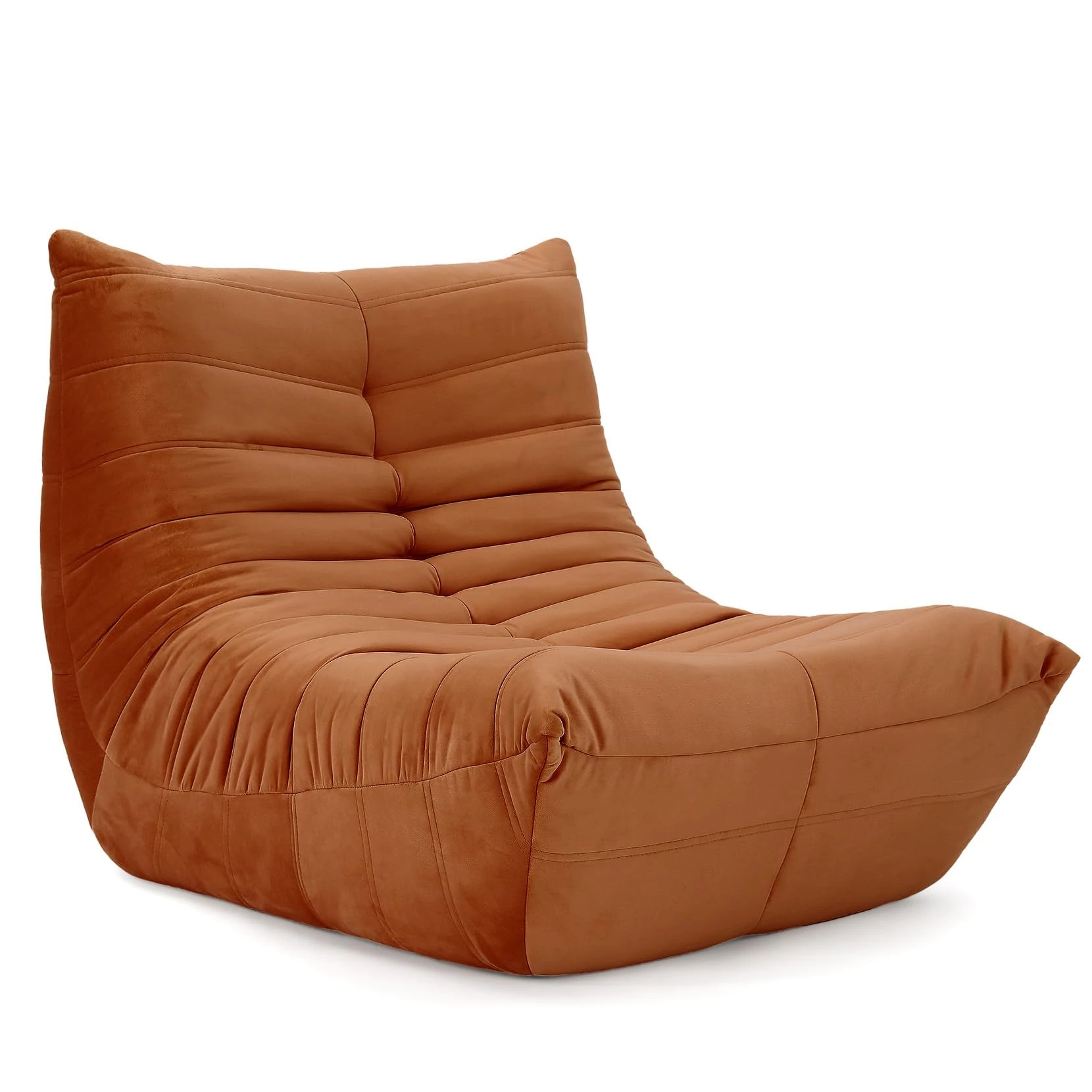 Vesgantti Togo Fireside Lounge Chair, Soft Suede, Premium Foam, Lazy Floor Sofa Couch, Corner Bean Bag, Brown Armless Accent Chair for Living Room, Office