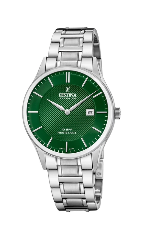 Festina Swiss Made Mens Steel Watch with Steel Bracelet F20067/5