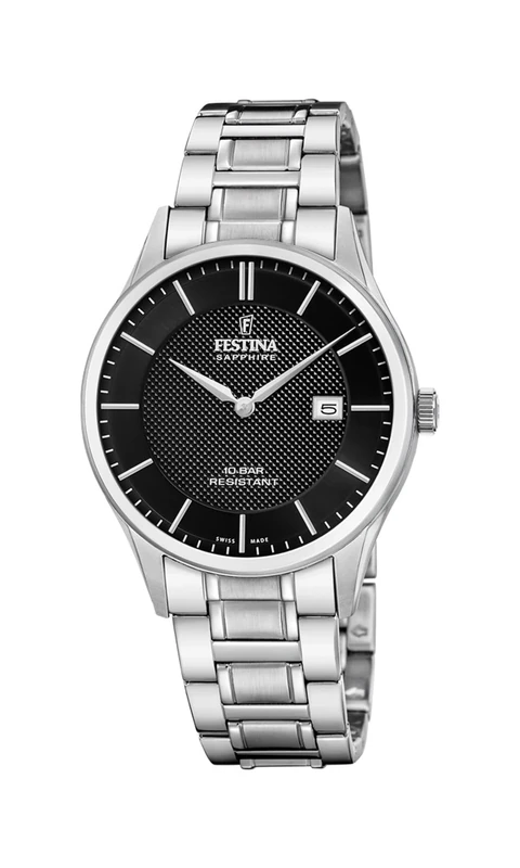 Festina Swiss Made Mens Steel Watch with Steel Bracelet F20067/6
