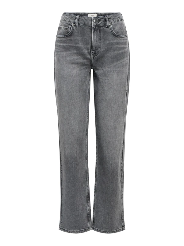 Object Women's Objsava Ellen Mw Straight Blk Jeans Noos, Medium Grey Denim, XS