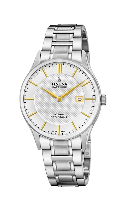 Festina Swiss Made Mens Steel Watch with Steel Bracelet F20067/2
