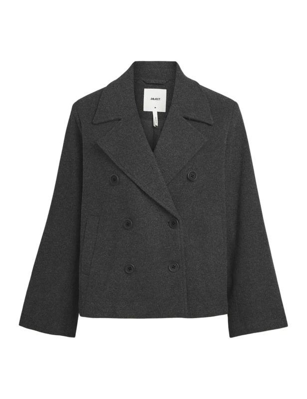 Object Objkeily Noos Women's Short Jacket, Dark Grey Blend, Numeric_44