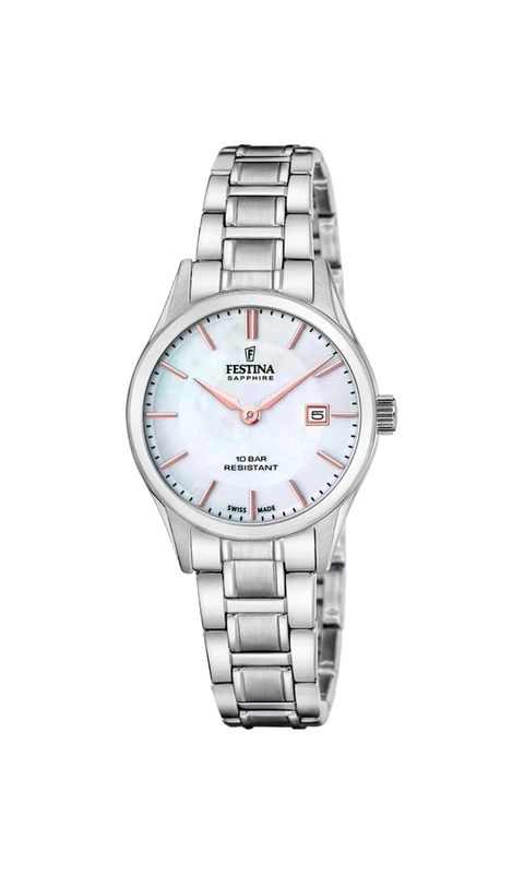 Festina Swiss Made Ladies Steel Watch with Steel Bracelet F20068/2