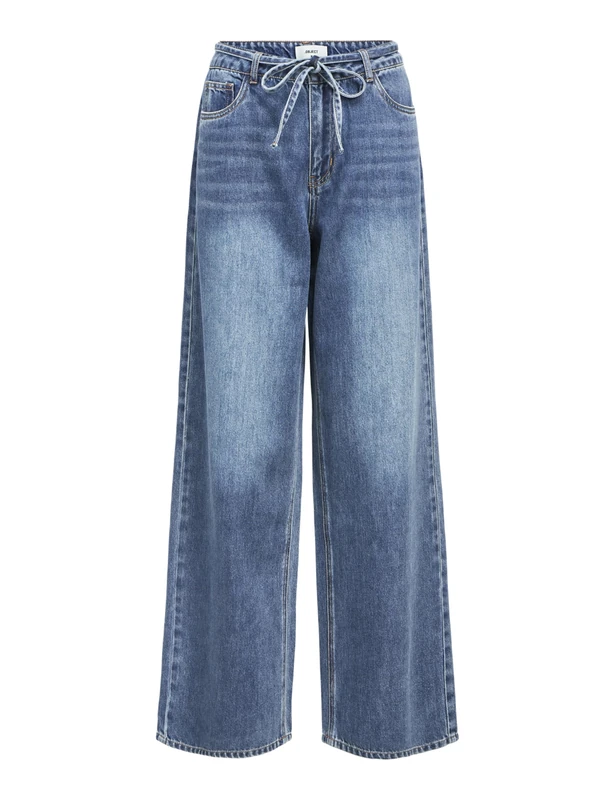 Object Women's Objrosie Mw Wide Jeans Noos, Medium Blue (Medium Blue Denim), L