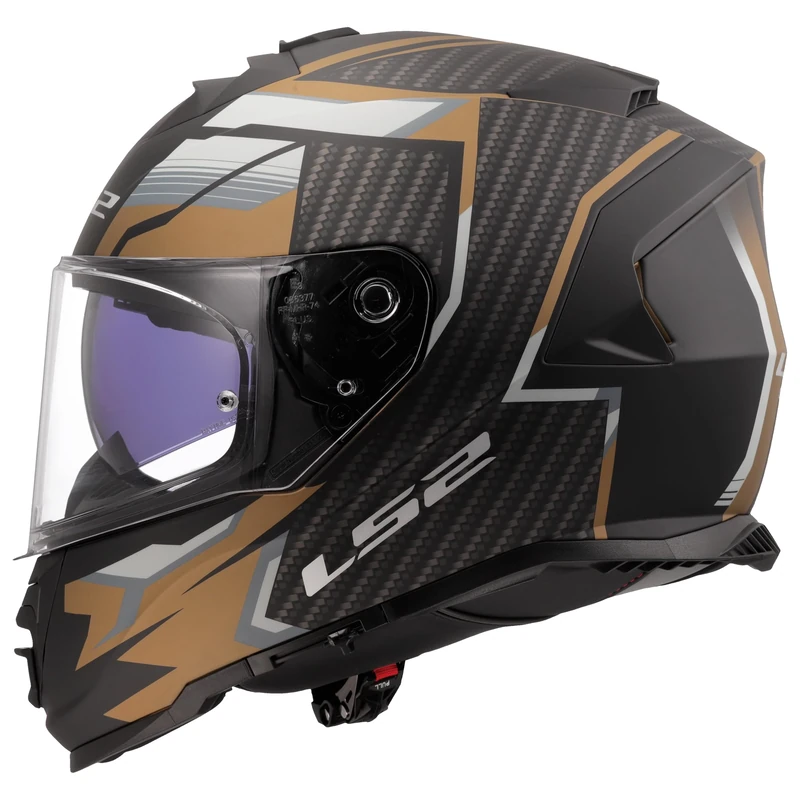 LS2 Motorcycle Helmet. FF800 Storm II Full Face Crash Helmet. ECE 22.06 Homologation. TRACKER MATT BLACK GOLD. L