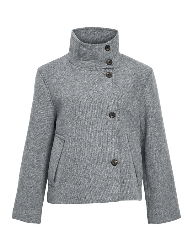 Object Women's Objriki Re Short Jacket Noos, Medium Grey Melange, 18