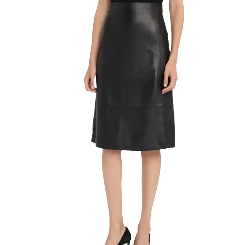 Womens Spring Fashion Skirt Side Slit Zipper A-Line Leather Skirt Bodycon Mini Skirts Black