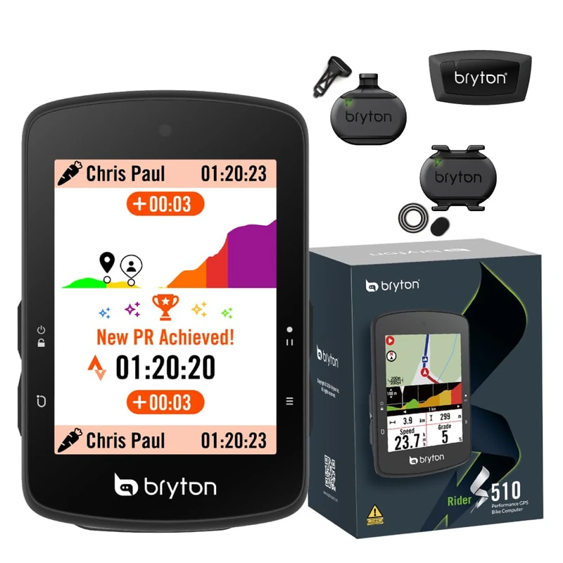 Bryton Rider S510 2.8 Inch Color LCD Touchscreen GPS Bike/Cycling Computer, Offline USA Map, Compatible with Bike Radar, 30hrs Long Battery Life, Waterproof