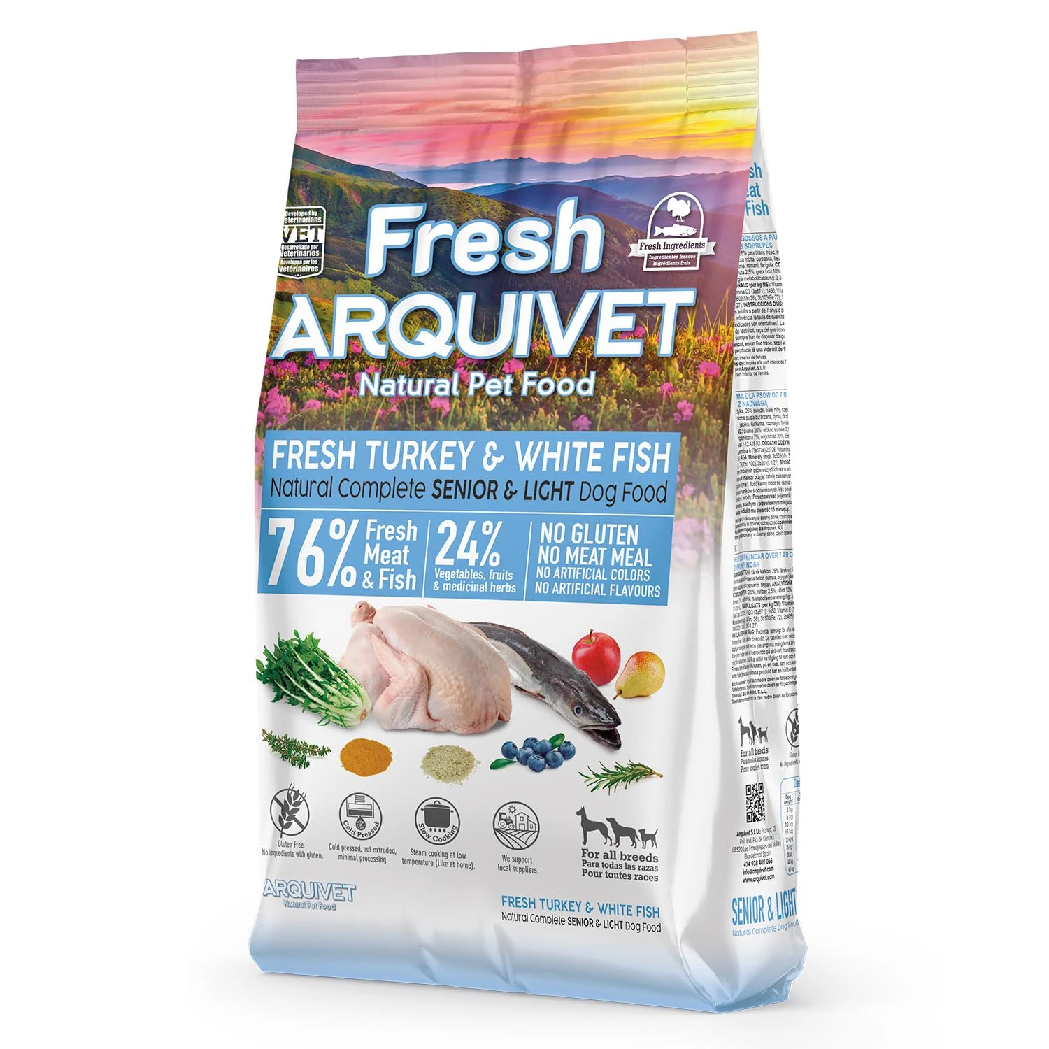Arquivet Fresh Senior Turkey & White Fish - 10Kg - Complete semi-moist food for adult dog