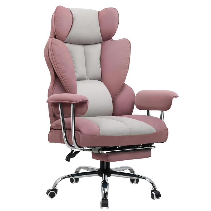 GTPLAYER Gaming Chair Heavy Duty Executive Office Chair with Footrest & Pocket Spring Lumbar Support, Big and Tall Adjustable High Back Computer Chairs for Gamer, Home Office, Pink
