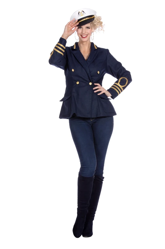 Wilbers&Wilbers 320469 Stylish Captain's Jacket for Women, Navy Blue, Adult Costume for Carnival