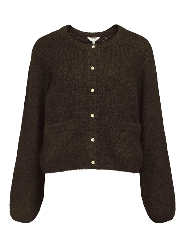Object Women's Objsaggia Re L/S Knit Cardigan Noos, Seal Brown, L
