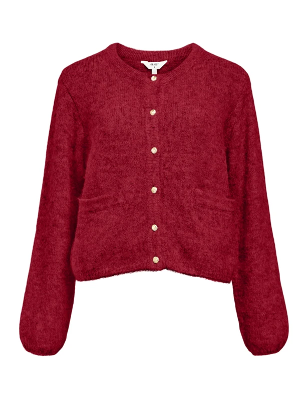 Object Objsaggia Re L/S Knit Cardigan Noos, Karanda Red, XL