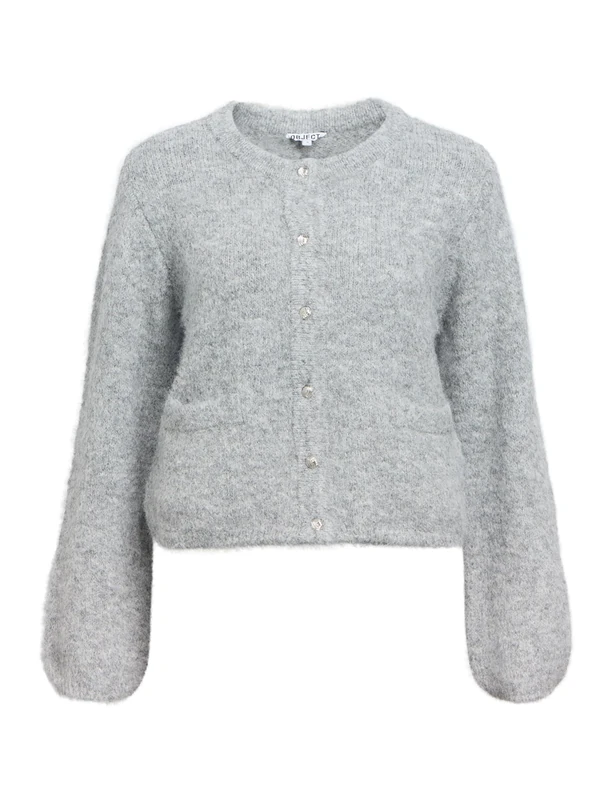 Object Objsaggia Re L/S Knit Cardigan Noos, Medium Grey Melange, S