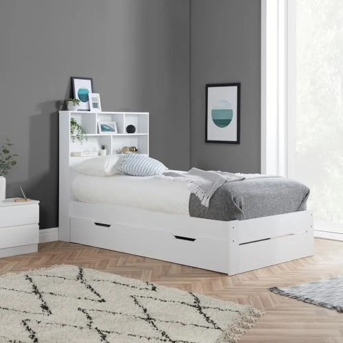 Birlea Single White Storage Bed Frame Alfie 3FT Drawer Bed 90cm