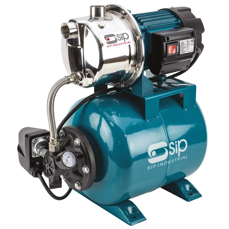 SIP 1" Stainless Steel Surface-Mounted Booster Water Pump, 1000W 4500L/hr Flow Rate 8m Suction Head 45m Pumping Head