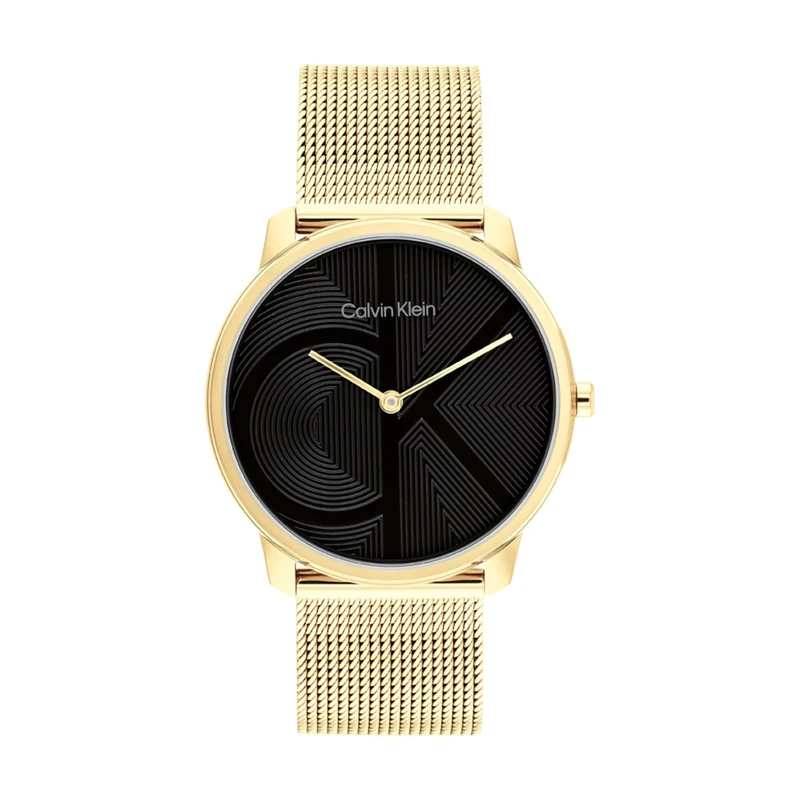 Calvin Klein Two Hand Quartz Movement Watch for Women CK Iconic Collection with Gold Colored Stainless Steel Mesh Bracelet - 25300016