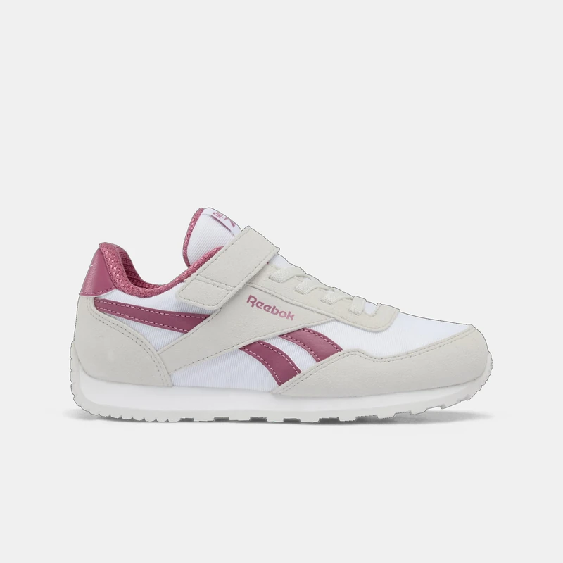 Reebok Glide Low Elastic & Top Strap Trainers, White/Barely Grey/Studio Pink, 27 EU, White Barelygrey Studio Pink, 9 UK