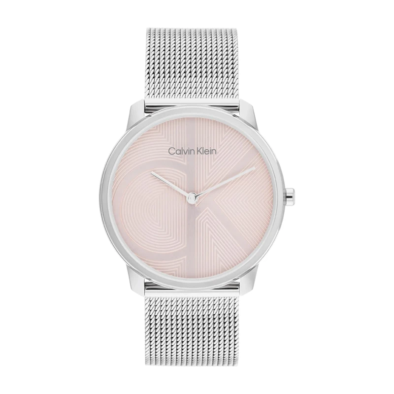Calvin Klein Two Hand Quartz Movement Watch for Women CK Iconic Collection with Silver Stainless Steel Mesh Bracelet - 25300015