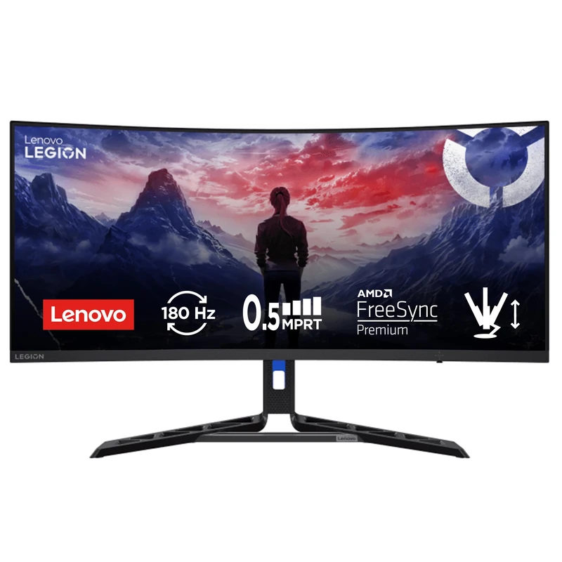 Lenovo Legion R34w-30 UWQHD 34" Curved Gaming Monitor - 3440 x 1440-180Hz - 350nits - 0.5ms Response Time - VA Panel - HDMI - DisplayPort - AMD FreeSync Premium - Anti-Glare - 8.1kg - Black