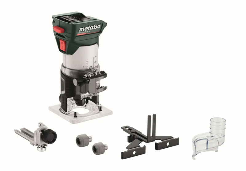 metabo Battery Edge Milling Cutter FMV 18 LTX BL 8-18 V, Brushless Motor, 4800-29000 RPM, 6/8 mm Collet, Precise Depth Adjustment, Ergonomic - for Wood and Wood-Like Materials