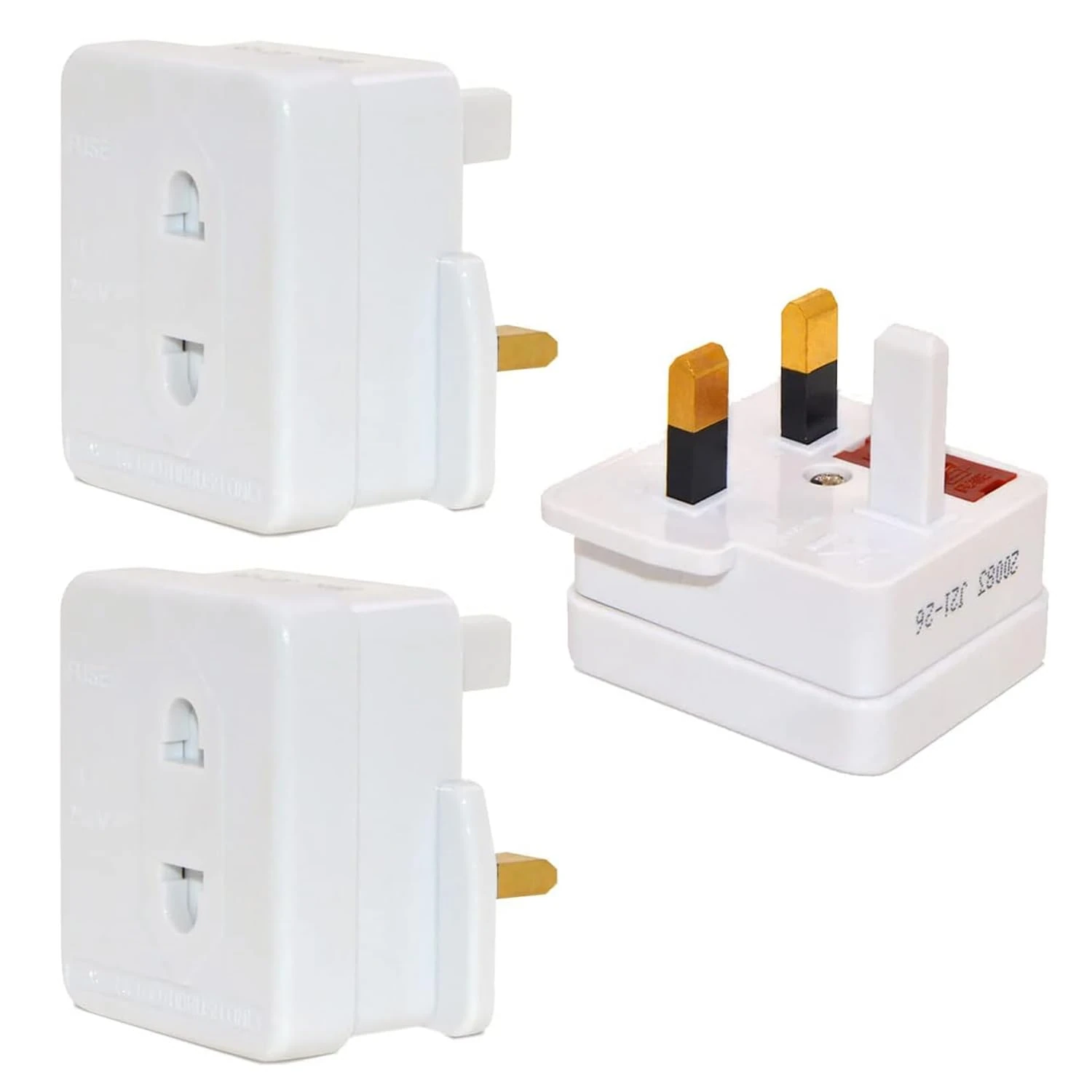 3pk Shaver and Toothbrush Plug Adaptors - 2 to 3 Pin Plugs, CE Approved, UK Fuse Rated 1A 250V ac 50/60Hz, Socket Converter for Electric Tooth Brushes, Lightweight and Great for Travel (3)