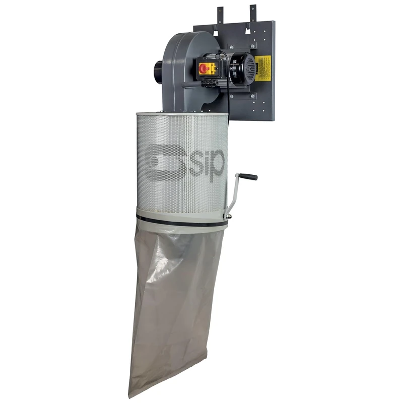 SIP 1HP Wall-Mounted Cartridge Dust Collector 750W 850m³/hr 56L 1µm Filtration Dust Extractor