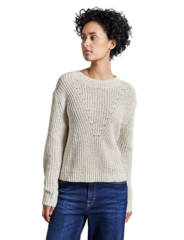 Street One Women's A303149 Sweater with Knitting Pattern, Cloud Cream Mel, 20