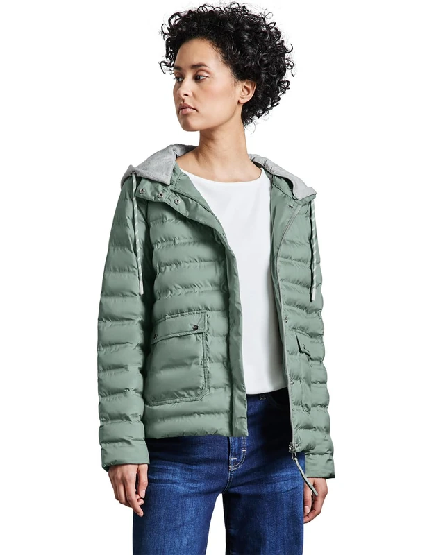 Street One Women's A202044 Jacket with Removable Hood, Mint Green, 18