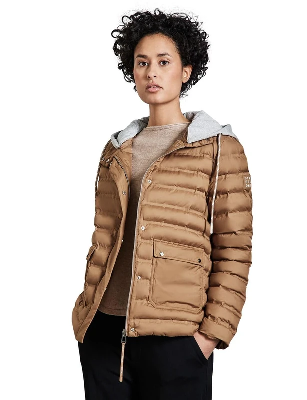 Street One Women's A202044 Jacket with Removable Hood, Creamy Brown, 8