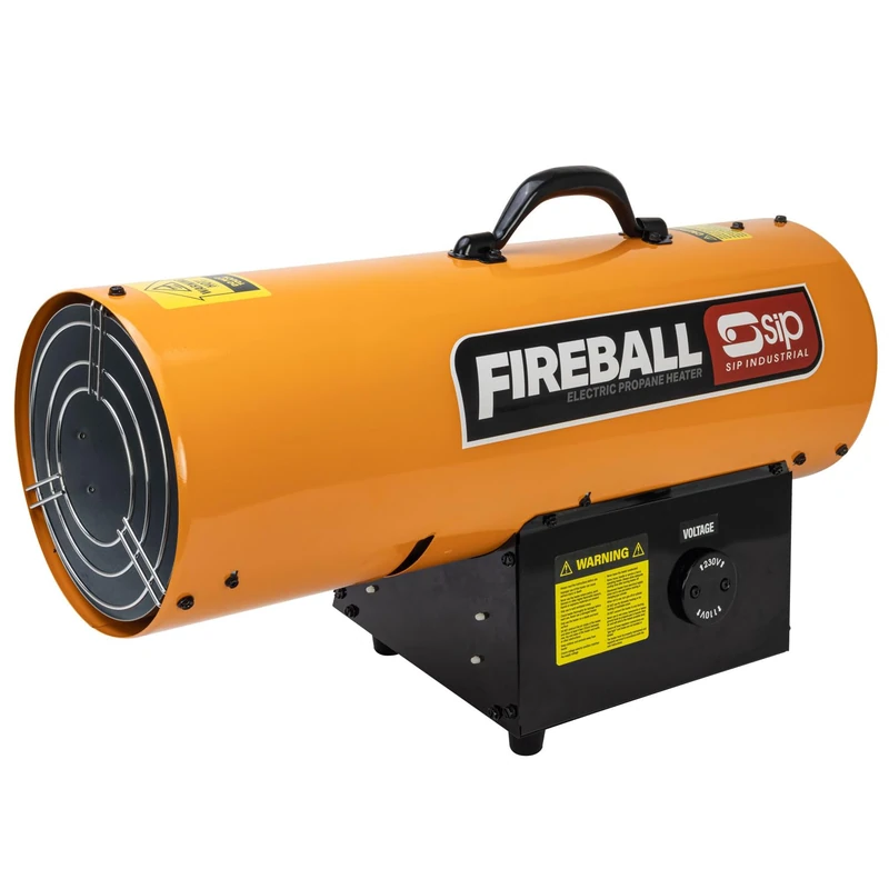 SIP FIREBALL DV170 Propane Gas Space Heater, Electric 230V / 110V Dual Voltage, 50kW / 170,000 BTU/hr, 40,892ft³ Heating Area