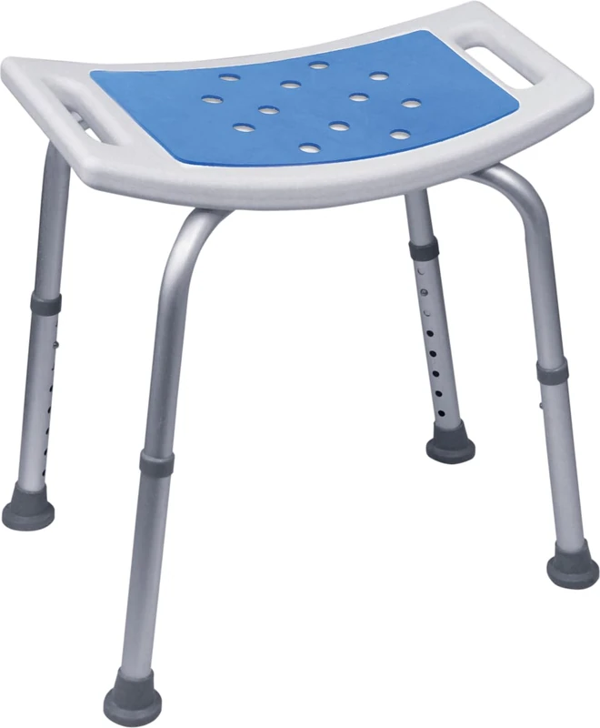 Aidapt Shower Stool with Seat Padding.Height Adjustable,Shower Head Holder,Minimal Assembly,No Tools Required,Non-Slip Ferrules,Integral Seat Handles,Elderly,Disability,Bath Chair