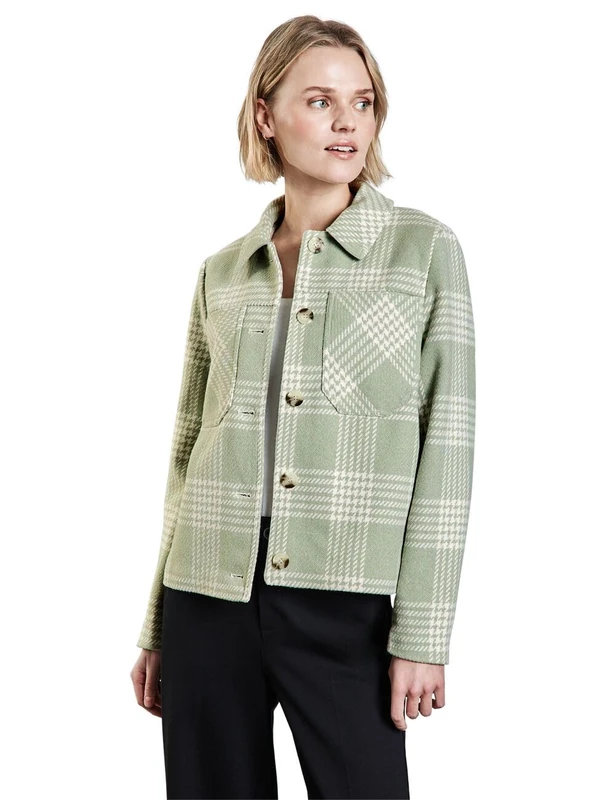 Street One Women's A212359 Plaid Jacket, Light Mint Green, 14