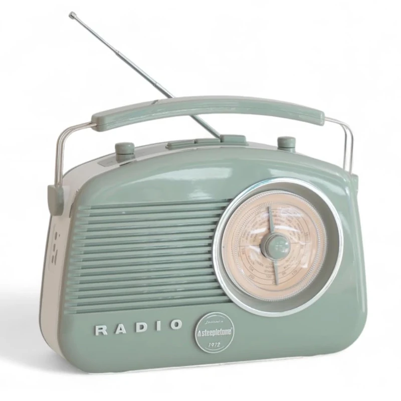 Steepletone Brighton BT 60s Retro Portable MW/LW/FM Radio with Bluetooth - Sage Green