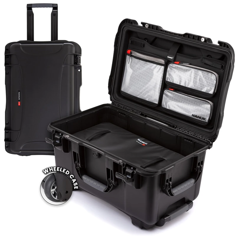 NANUK 938 Pro Photo with N-Cubik – Waterproof Travel Camera Hard Case with 17S & 17M N-Cubik Insert and Wheels, 23.8” x 15.5” x 13.2”, Dustproof and Impact-Resistant, Ideal for Heavy Loads – Black