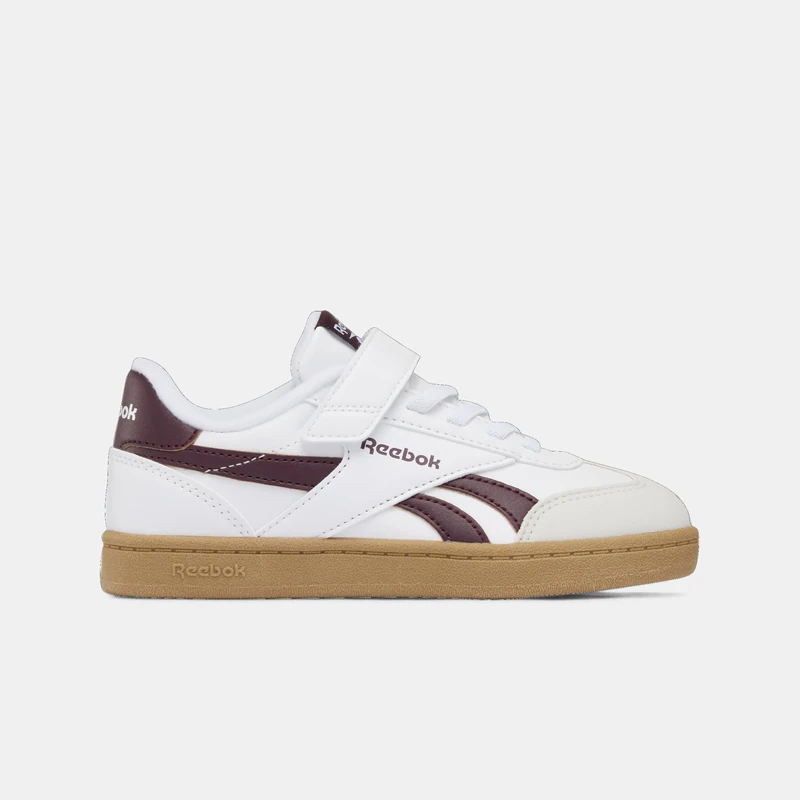 Reebok Unisex Children's Smash Edge Elastic & Top Strap Trainers, White Blackcherry Sgum1, 9.5 UK