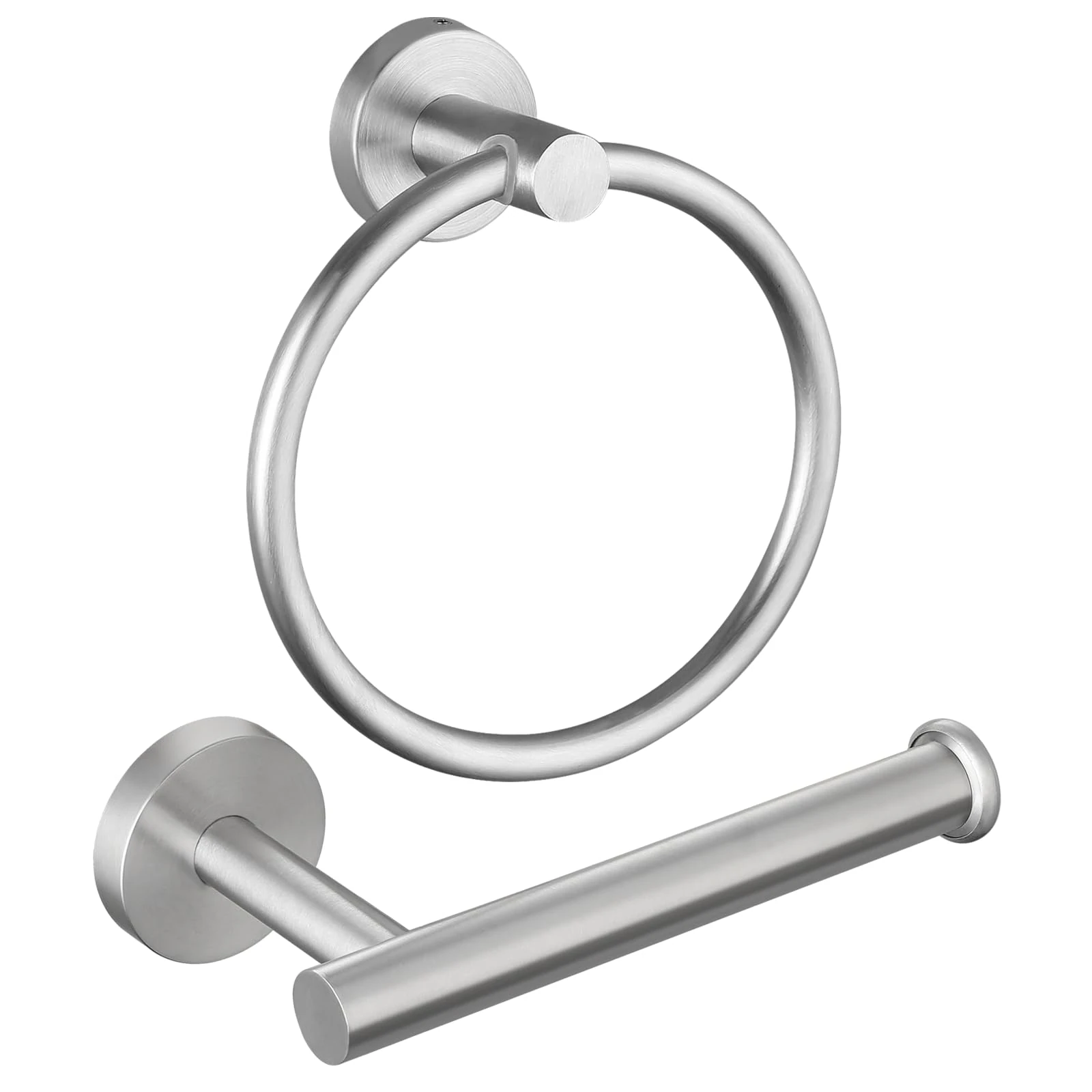 Towel Ring & Toilet Paper Holder, 2 Piece Bathroom Hardware Set, Stainless Steel SUS304, Hand Towel Hanger & Toilet Roll Holder, Sturdy Bathroom Accessories for Home or Kitchen Brushed Nickel