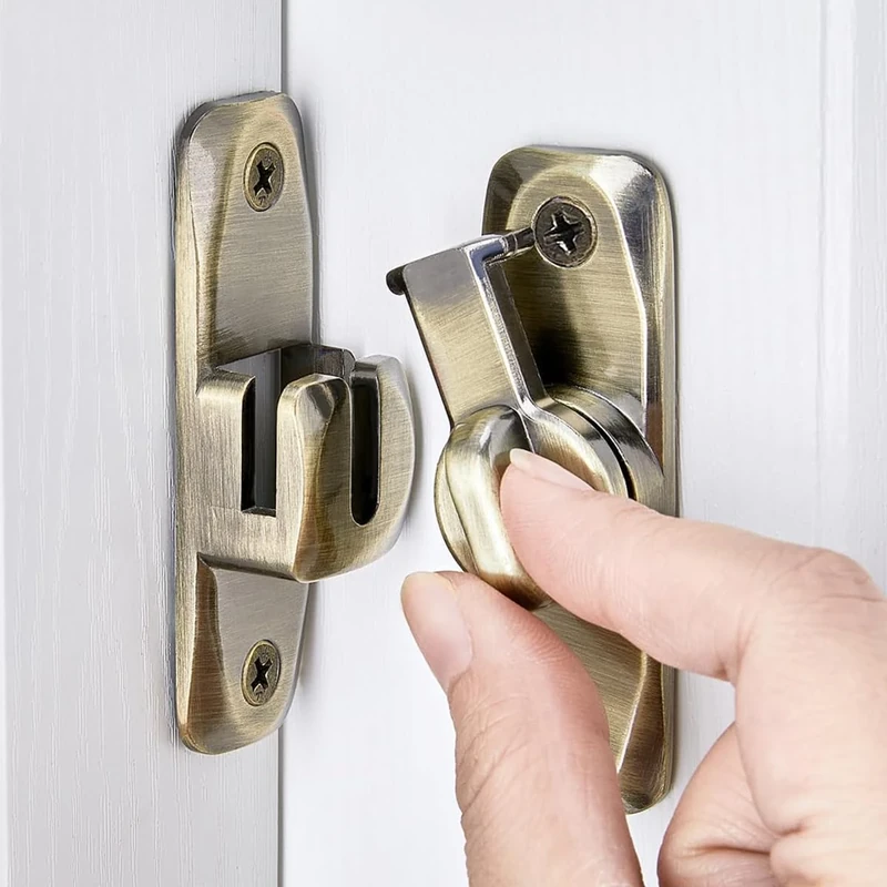 Litensh Flip Door Latch Lock, 90/180 Degree Barn Door Gate Latches Lock, Right Angle Door Lock Latch Hardware, Bold Thickened Anti-Rust Door Sliding Door Latch Lock fo Cabinets (1, Green Bronze)