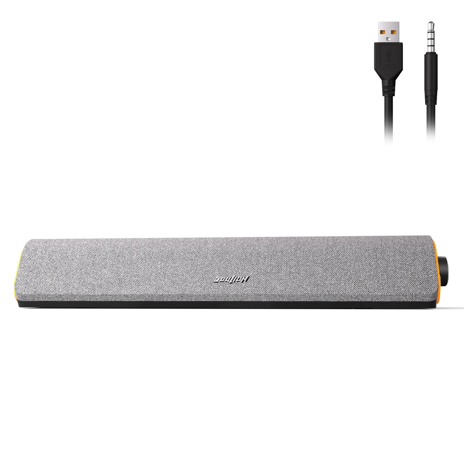 SOULION Computer Speakers, 3.5mm PC Sound Bar for Desktop Monitor, Wired USB Powered, Colorful RGB Lights with Switch Button