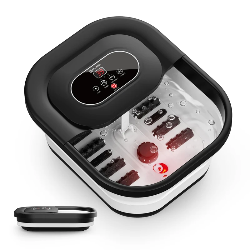 COMFIER Foot Spa Massager with Heat, Foot Bath with Heater, Bubbles, Vibration, Temperature Control, Pedicure Pumice Stone, Smart Timer, Black, Gifts for Women Men - Image 1