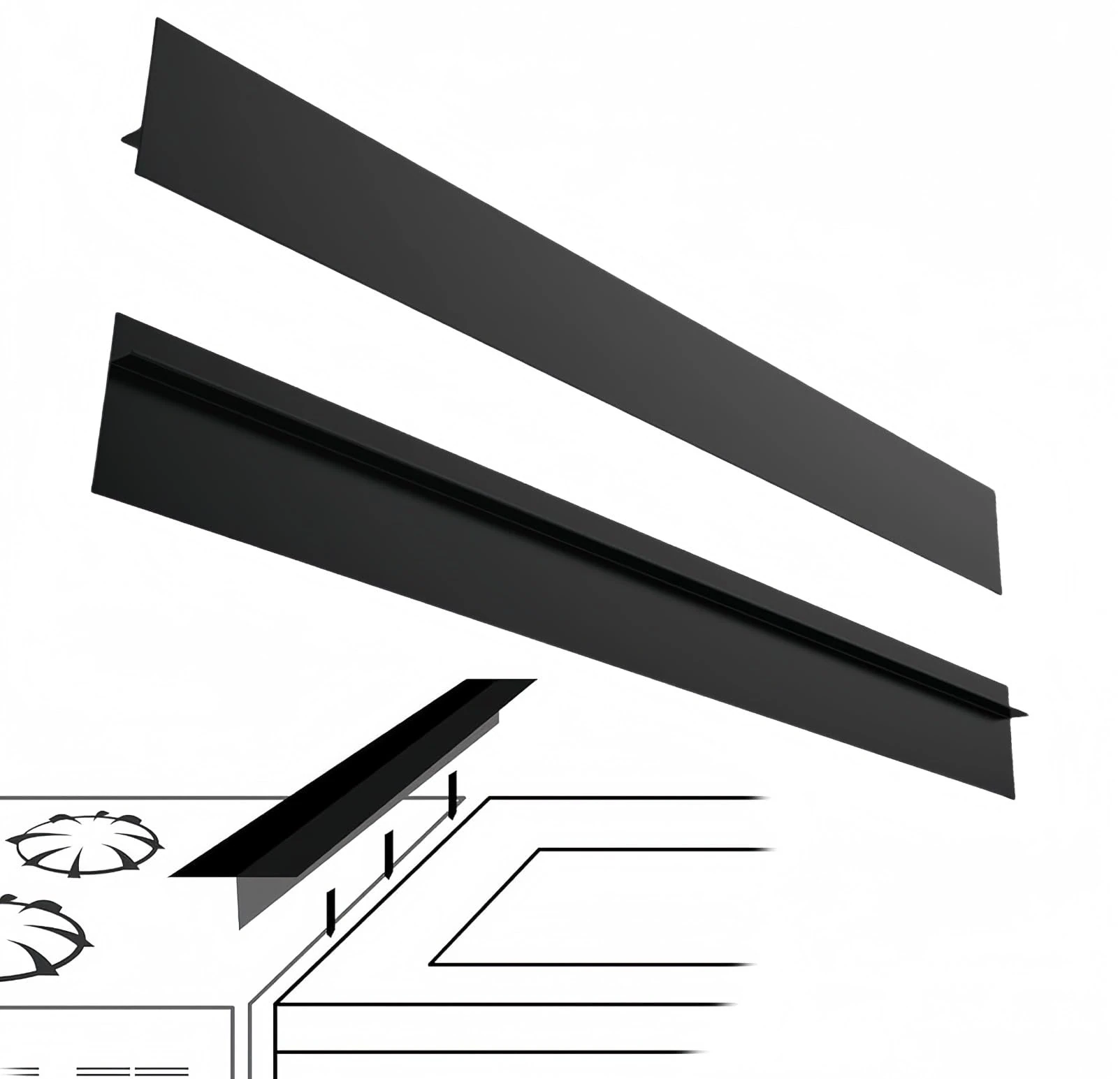 Pack of 2 Worktop Connection Rail for Kitchens Kitchen Top Worktop Gap Filler Joint Strip Worktop End Strip Kitchen Worktop Sealing Tape Worktop Connection