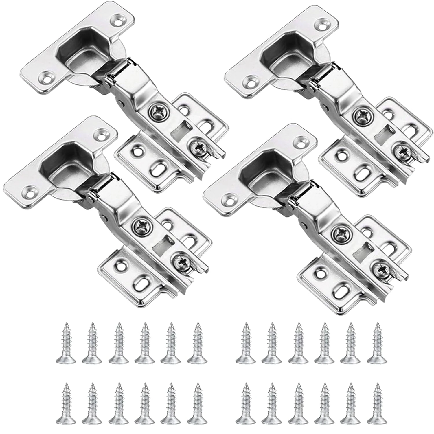 YUNYU 4-Pack Modern Full Overlay Steel Cabinet Hinges - Soft Close & Adjustable Design for Kitchen, Bathroom & More - Tool-Free Installation, Durable Construction