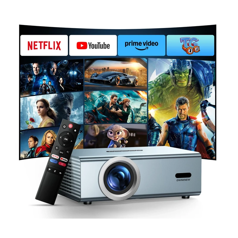 [Netflix Officially & Dolby Audio] Smart Projector with WiFi6 and Bluetooth5.3, Electric Focus & Auto Keystone 4K Support, High Brightness Movie Projectors, Native 1080P Proyector Built-in Apps