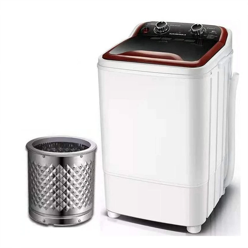 Portable Single-Tub Washing Machine with Drain Basket Mini, 7 Kg Washing Capacity Washing Power 400W for Apartments, Camping, Dorm Room,Brown