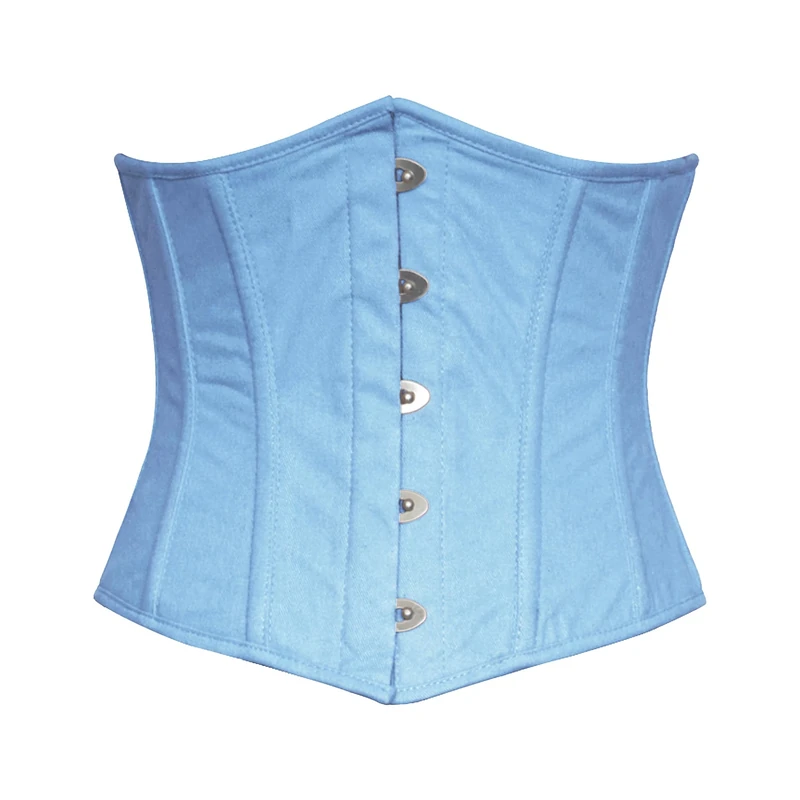 CorsetsNmore Women’s Light Blue Satin Gothic Waist Training Underbust Corset Bustier Top