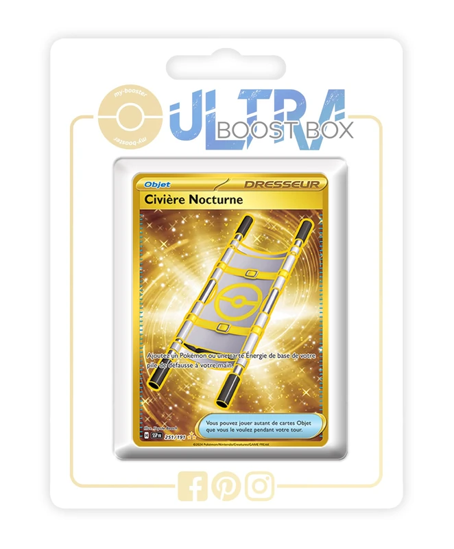 Civière Nocturne (Night Stretcher) 251/191 Shiny Gold Trainer - my-booster X Écarlate et Violet 8 - Étincelles Déferlantes Box of 10 Pokemon French Cards