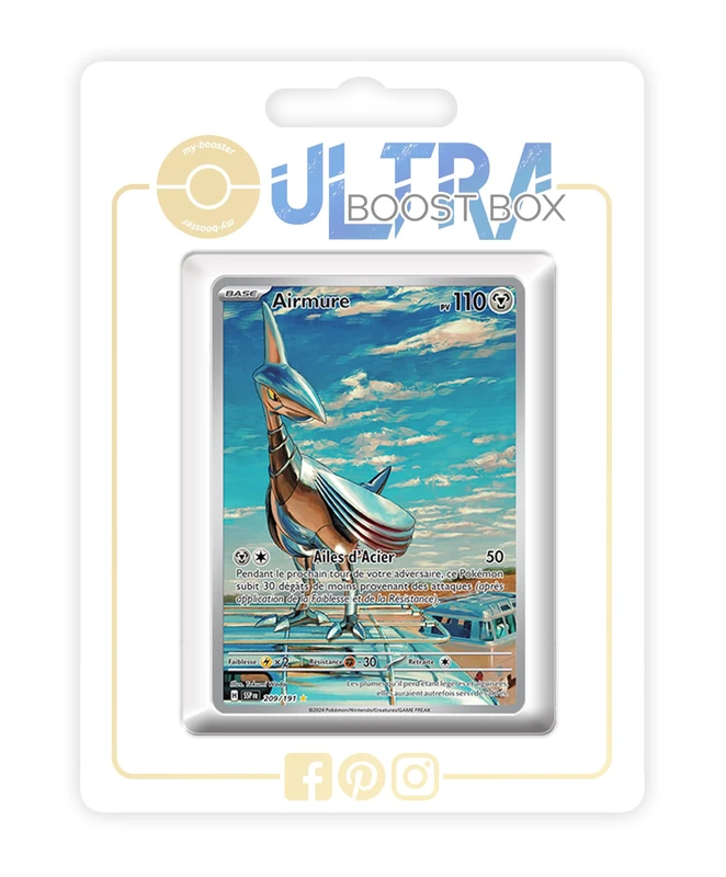 Airmure (Skarmory) 209/191 Alternative Shiny Pokémon Gallery - my-booster X Écarlate et Violet 8 - Étincelles Déferlantes Box of 10 Pokemon French Cards