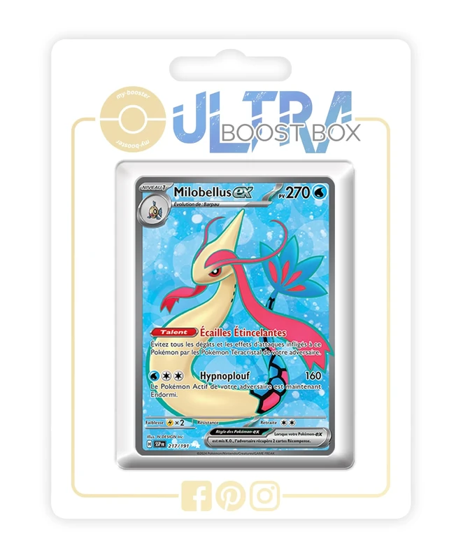 Milobellus ex (Milotic ex) 217/191 Shiny Full Art - my-booster X Écarlate et Violet 8 - Étincelles Déferlantes Box of 10 Pokemon French Cards