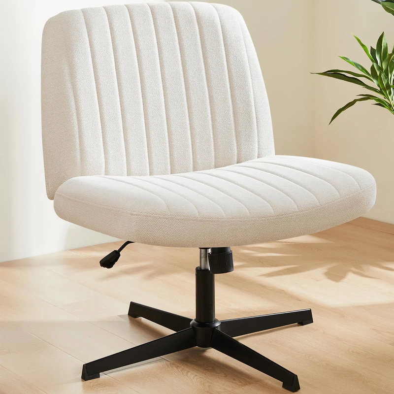 Sweetcrispy Office Chair Armless Chair Fabric Covered Reading Chair with Wider Padding for Seating in Tailor Seat Height Adjustable Swivel
