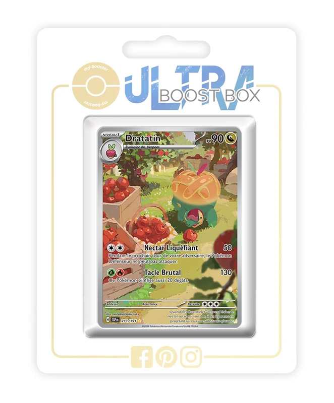 Dratatin (Appletun) 211/191 Alternative Shiny Pokémon Gallery - my-booster X Écarlate et Violet 8 - Étincelles Déferlantes Box of 10 Pokemon French Cards